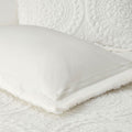 Embroidered Medallion Faux Fur Ultra Plush Comforter Mini Set Twin Ivory Polyester