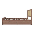 Full Size Wood Storage Platform Bed With 4 Drawers, Rattan Headboard, Espresso Box Spring Not Required Full Antique Espresso Wood Bedroom Bed Frame Wood Rattan