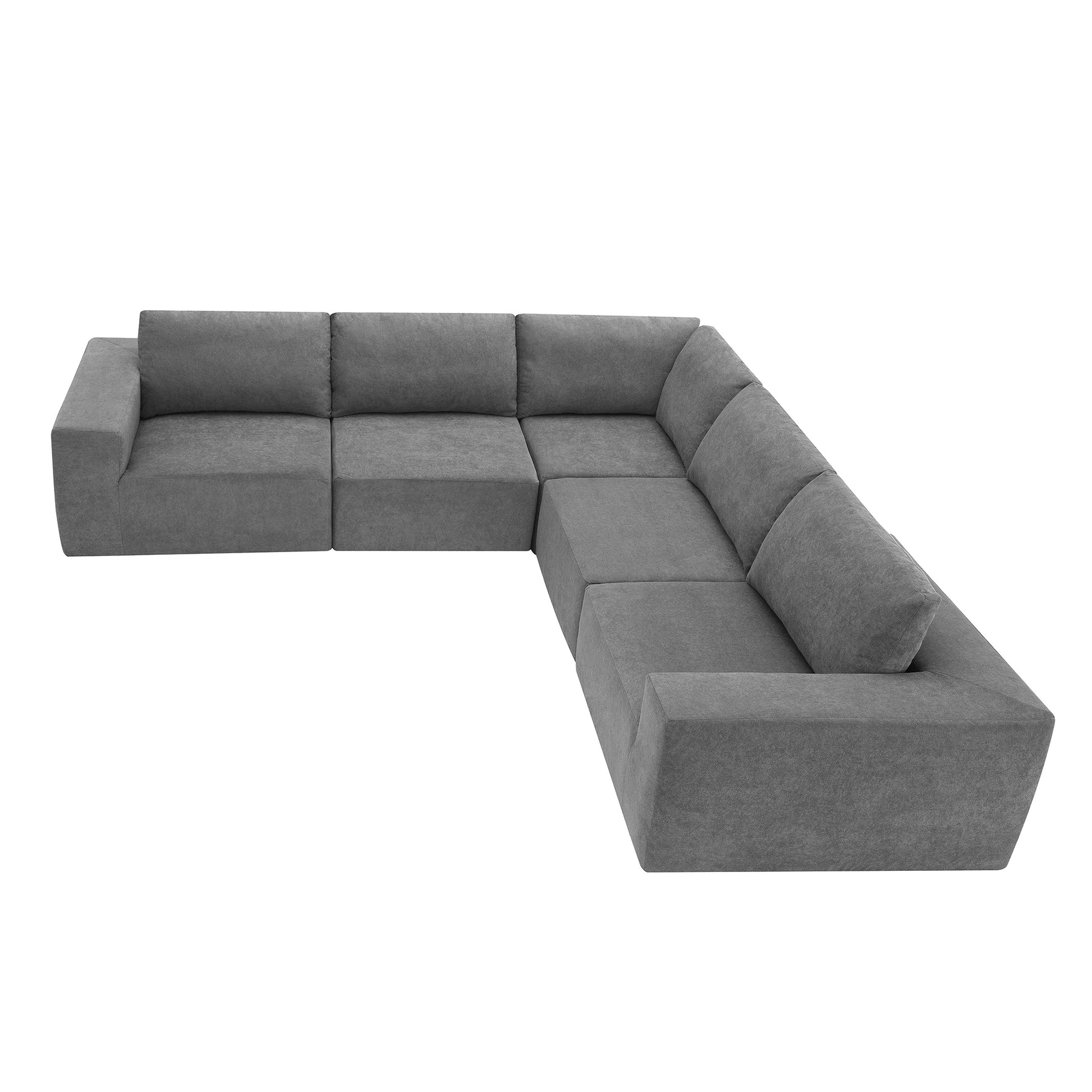 116*116" Modular L Shaped Sectional Sofa,Luxury Floor Couch Set,Upholstered Indoor Furniture,Foam Filled Sleeper Sofa Bed For Living Room,Bedroom,5 Pc Free Combination,3 Colors Gray Fabric 5 Seat