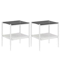 Coffee Table And End Tables Set Of 3, Tempered Glass Table With Mdf Layer, Modern Tables For Living Roomgray Glass Gray Tempered Glass