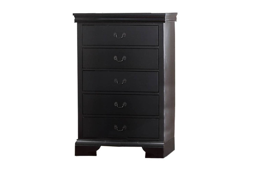 Elegant Bedroom 1Pc Chest Of Drawers Black Color Drawers Tall Chest Plywood Furniture Black Bedroom Contemporary,Modern Pine Solid Wood