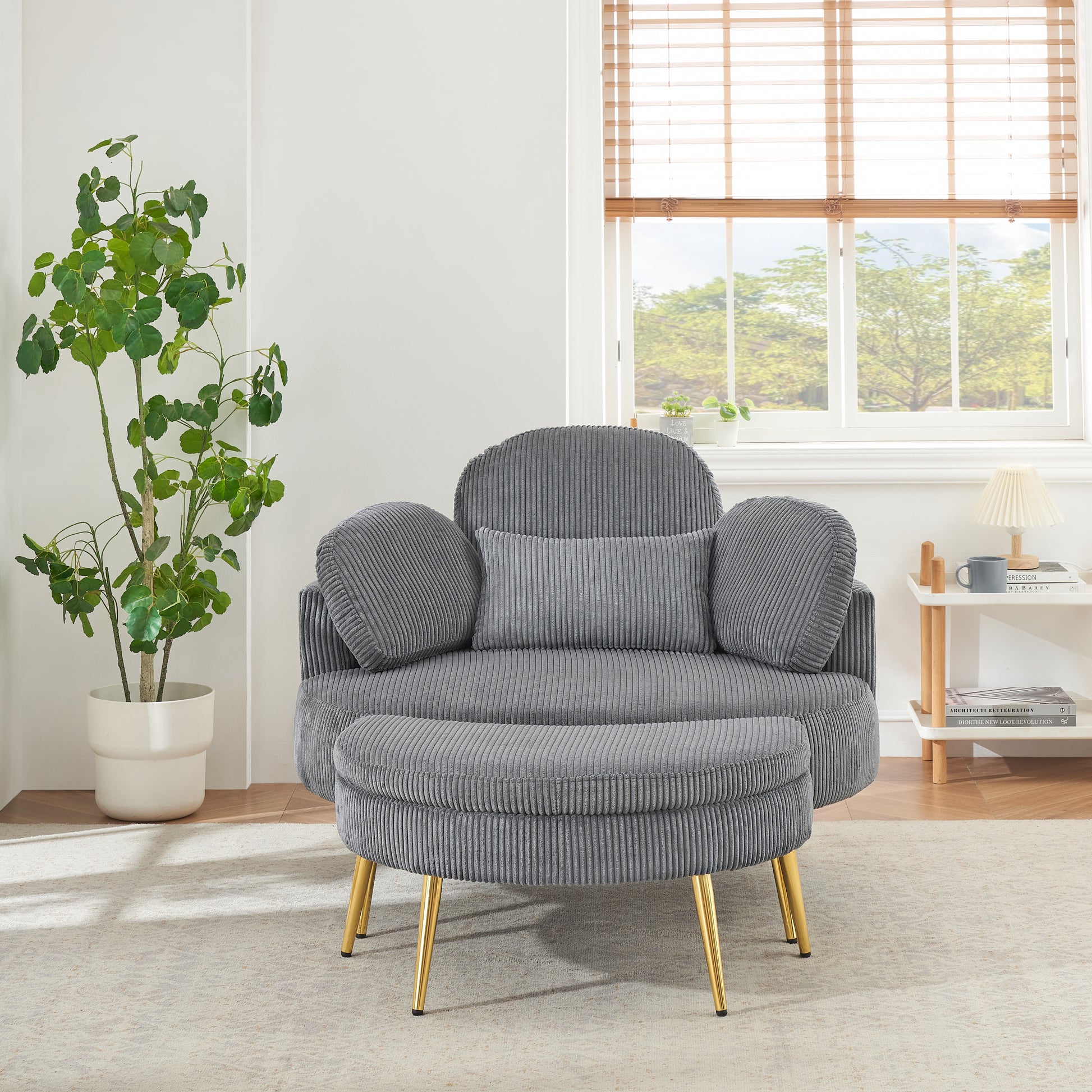 3206Gray Comfortable Seating Suitable For Small Apartment Bedroom Space Gray Corduroy 1 Seat
