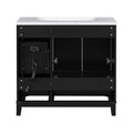 36 Inch Modern Bathroom Vanity With Usb Charging, Two Doors And Three Drawers Bathroom Storage Vanity Cabinet, Small Bathroom Vanity Cabinet With Single Sinkblack Faucets Not Included Black Bathroom Modern Solid Wood Mdf Resin