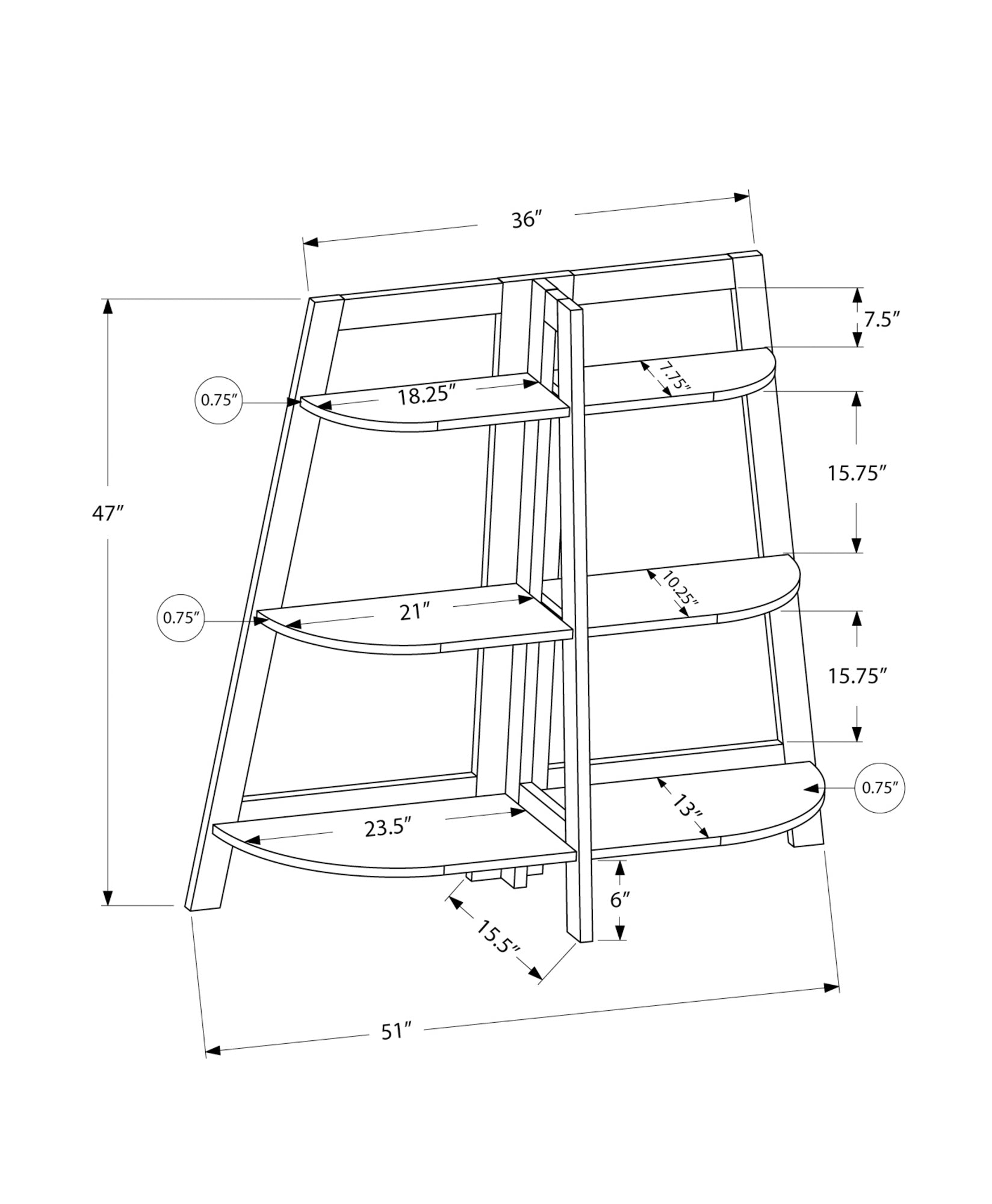 Bookshelf, Bookcase, Etagere, 3 Tier, 48"H, Office, Bedroom, White Laminate, Contemporary, Modern White Particle Board