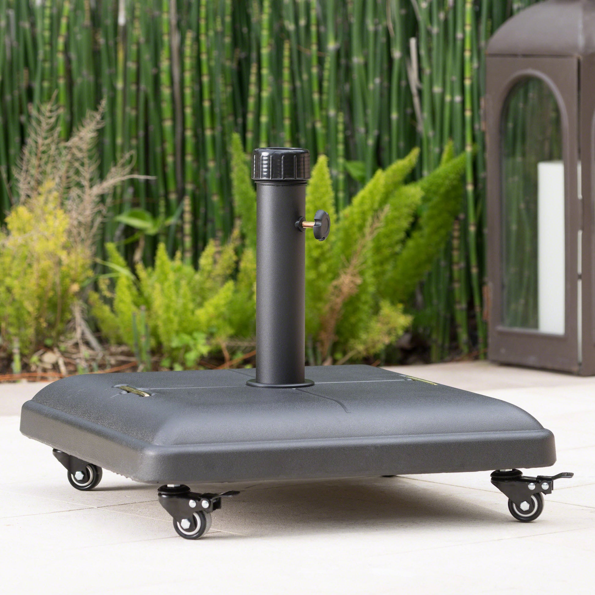 Wheelie Umbrella Base Square Black Concrete