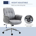 Vinsetto Microfiber Home Office Chair, Height Adjustable Button Tufted Computer Desk Chair With Swivel Wheels, Tilt Function And Padded Armrests, Light Gray Light Grey Steel