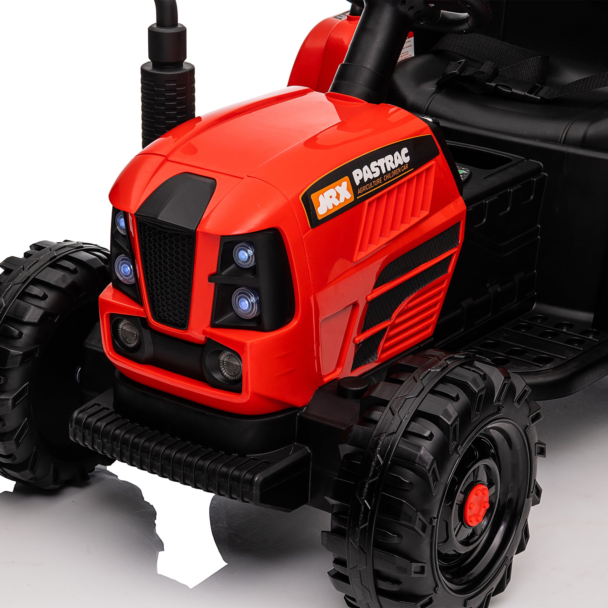 Ride On Tractor With Trailer,24V 400W Powered Electric Tractor Toy W Remote Control,Electric Car For Kids,Three Speed Adjustable,Power Display, Usb,Mp3 ,Bluetooth,Led Light,Two Point Safety Belt. Red 50 99 Lbs Polypropylene