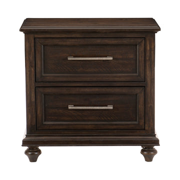 Solid Transitional Style Bedroom 1Pc Nightstand Of 2 Drawers Traditional Framing Driftwood Charcoal Finish Wooden Furniture Brown Mix 2 Drawers Bedside Cabinet Bedroom Transitional Wood