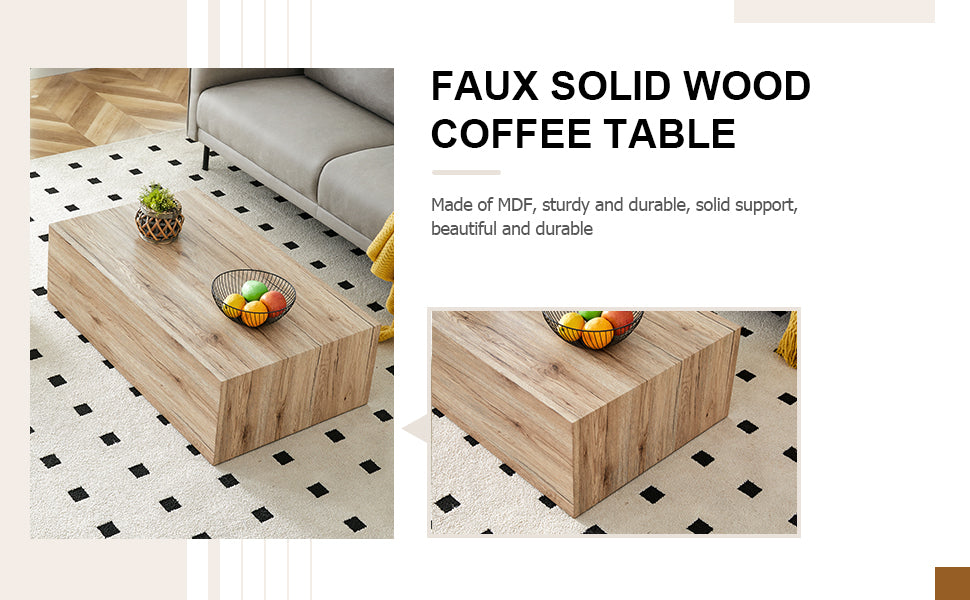 Modern Mdf Coffee Table With Wood Texture Pattern 39.3X23.6X11.8 Inches Stylish And Durable Design Wood Mdf