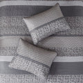 6 Piece Reversible Jacquard Quilt Set With Throw Pillows Grey Taupe King Cal King Grey Taupe Cotton