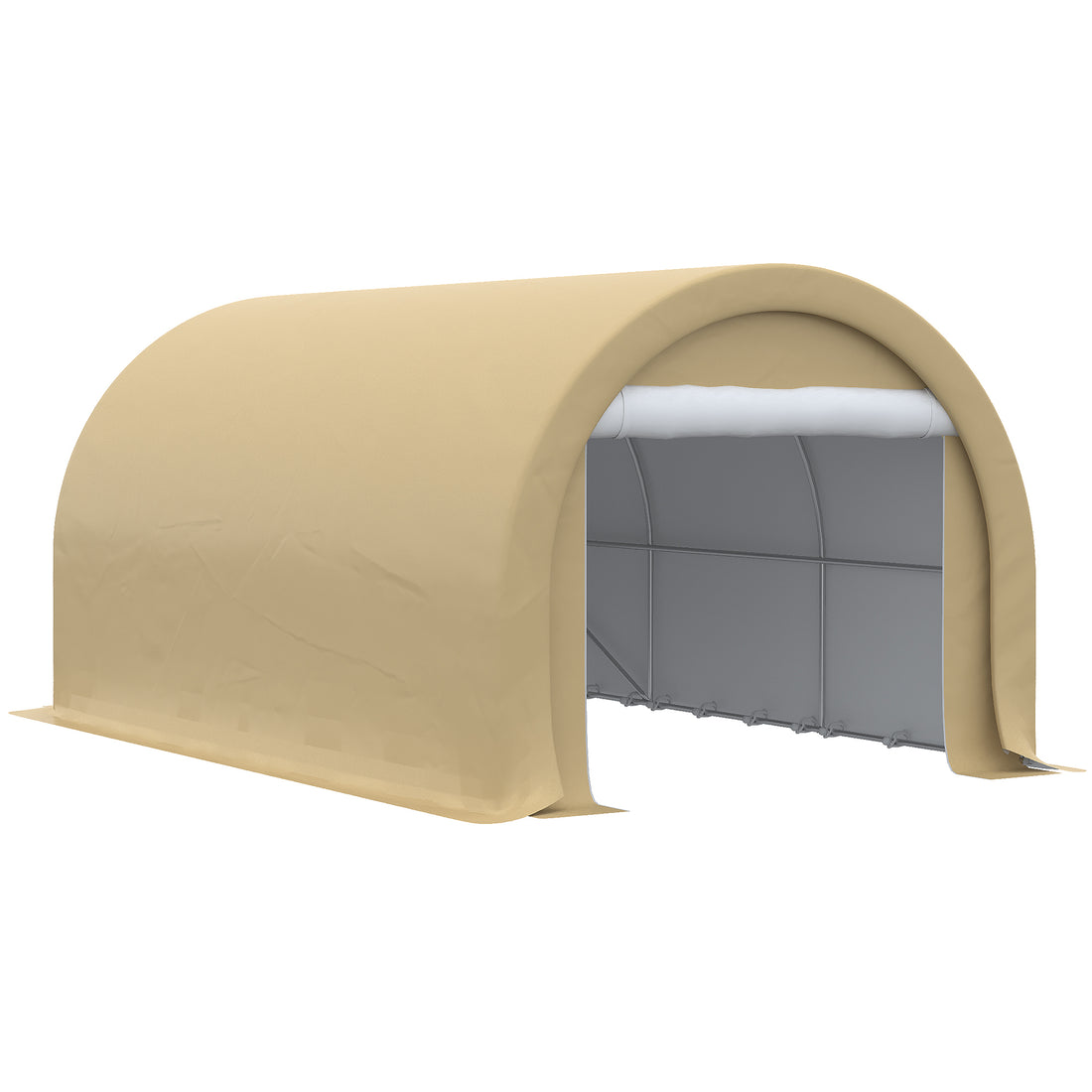 Outsunny 10' X 16' Carport, Heavy Duty Portable Garage Storage Tent With Large Zippered Door, Anti Uv Pe Canopy Cover For Car, Truck, Boat, Motorcycle, Bike, Garden Tools, Outdoor Work, Beige Beige Steel