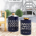 Metal S 2 End Table Navy Blue Iron