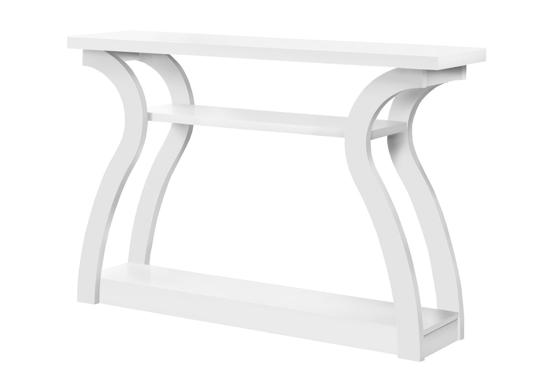 Accent Table, Console, Entryway, Narrow, Sofa, Living Room, Bedroom, White Laminate, Contemporary, Modern White Mdf