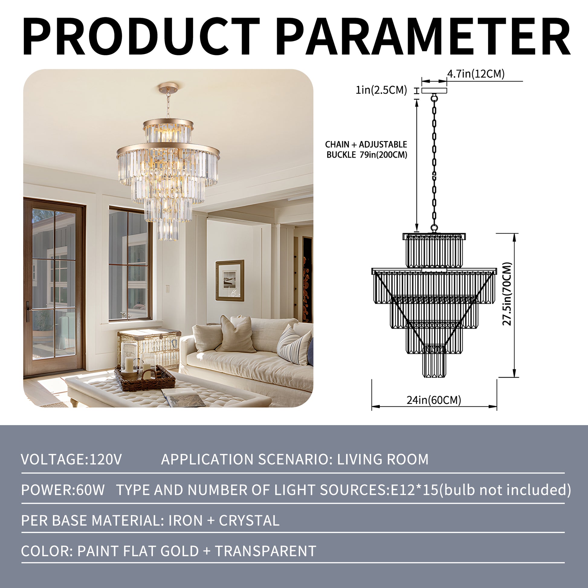 Golden Luxury Crystal Chandelier Modern Chandeliers Lights Fixture Hanging Pendant Light Fixture For Dining Room Bedroom Living Room Dia 23.6 Inch Gold Gold Crystal Iron