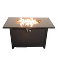 25'' H X 42'' W Steel Outdoor Fire Pit Table With Lid Black Garden & Outdoor Modern Stone Steel