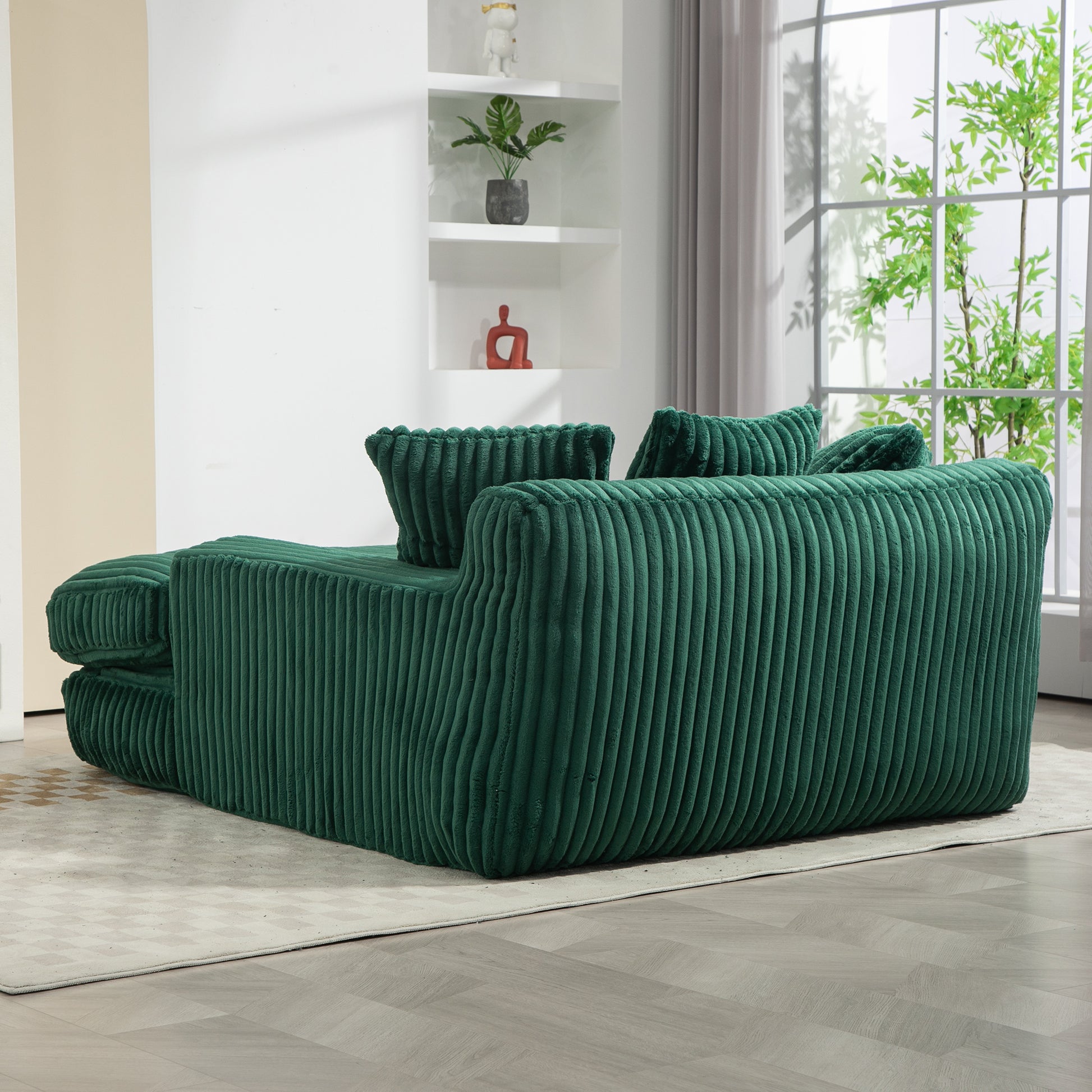 Coolmore Corduroy Lazy Sofa With 3 Back Pillows,Comfy Sofa Deep Seat Couch For Living Room,Club Emerald Emerald Primary Living Space Foam Corduroy 1 Seat