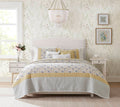 6 Piece Cotton Percale Quilt Set With Throw Pillows Yellow King Cal King King Yellow Polyester