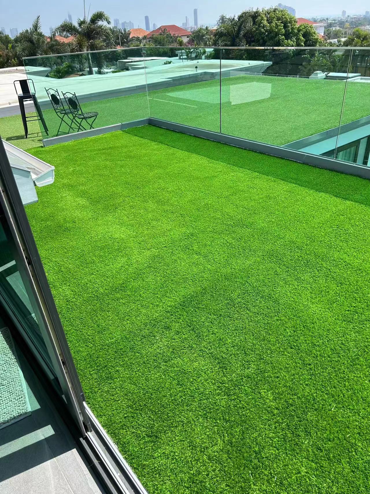 3Ftx10Ft Outdoor Artificial Grass Runner Rug, Thick Realistic Fake Grass Roll Decor Patio Balcony Garden Lawn, Dog Pets Turf Drain Mat, 1.38" Pile Height Green Polypropylene Polyethylene