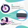 Youth Scooter Kick Scooter For Kids 6 With Adjustable Handlebar, 12 Inch Inflatable Wheels ,Widened Non Slip Footboard Cycling Pink Garden & Outdoor Carbon Steel