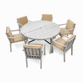 Outdoor Dinning Set 6 Person Outdoor Wooden Dinning yes-grey-weather resistant frame-water resistant