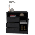 Omaha Dresser Multi Storage Compact Unit With Spacious 3 Drawers And Cabinet Black Primary Living Space Modern Particle Board