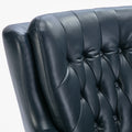 Calvin Midnight Blue Tufted Faux Leather Swivel Chair Blue Foam Faux Leather