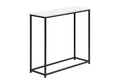 Accent Table, Console, Entryway, Narrow, Sofa, Living Room, Bedroom, White Laminate, Black Metal, Contemporary, Modern White Particle Board