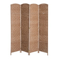 Homcom 6' Tall Wicker Weave 4 Panel Room Divider Privacy Screen Natural Natural Wood