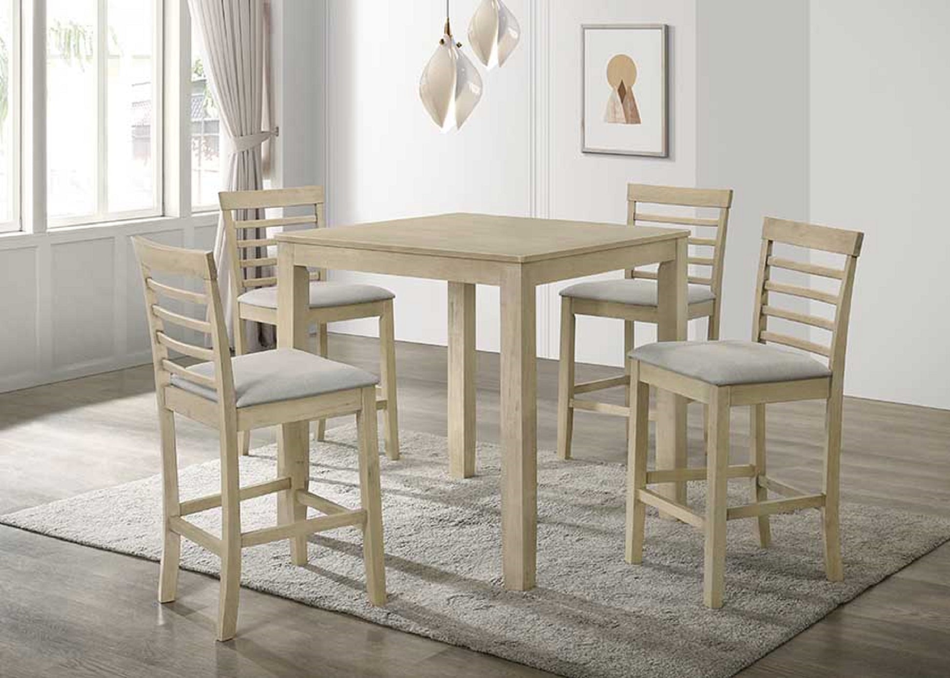 Beautiful Cream Color Counter Height 1Pc Dining Pub Height Square Table Dining Room Wooden Furniture Cream Seats 4 Espresso Dining Room Traditional Rectangular Square Wood