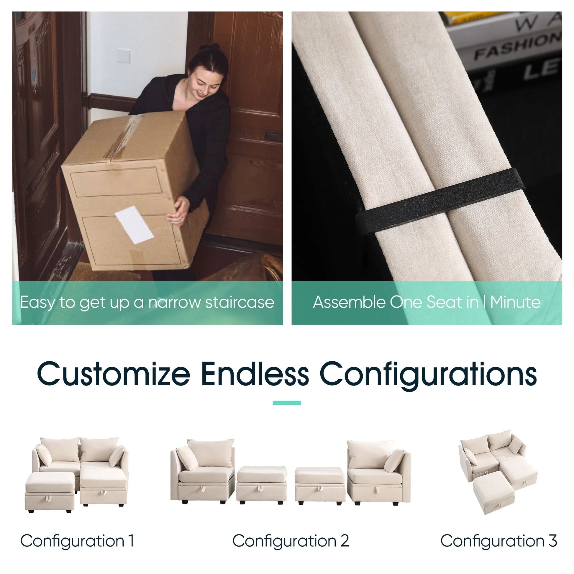 Modular Couches And Sofas Sectional With Storage Sectional Sofa U Shaped Sectional Couch With Reversible Chaises, Beige Beige Linen Wood Primary Living Space Soft Heavy Duty Cotton Cotton 4 Seat