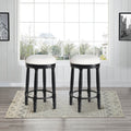 Bar Stools Set Of 2 Black Color, 360 Degree Swivel, Accent Wooden Swivel Seat Counter Height Bar Stool,White Cushion Seat, Barstool Perfect For Dining And Living Room Height 26