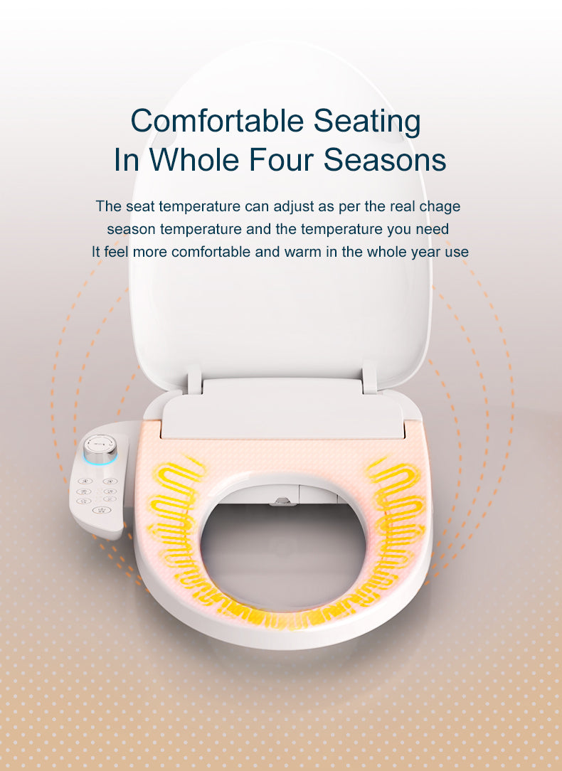 Bidet Toilet Seat Elongated Smart Heated Toilet Seat With Warm Water & Dryer, Feminine & Child Wash, Self Clean Stainless Steel Nozzle, Adjustable Water Pressure, Slow Close Lid White Polypropylene