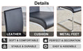 Table And Chair Set, Large Modern Minimalist Rectangular Dining Table, 0.39 Inch Black Imitation Marble Tabletop And Silver Metal Legs, Soft Leather Seats. F 1537 Silver Glass Metal