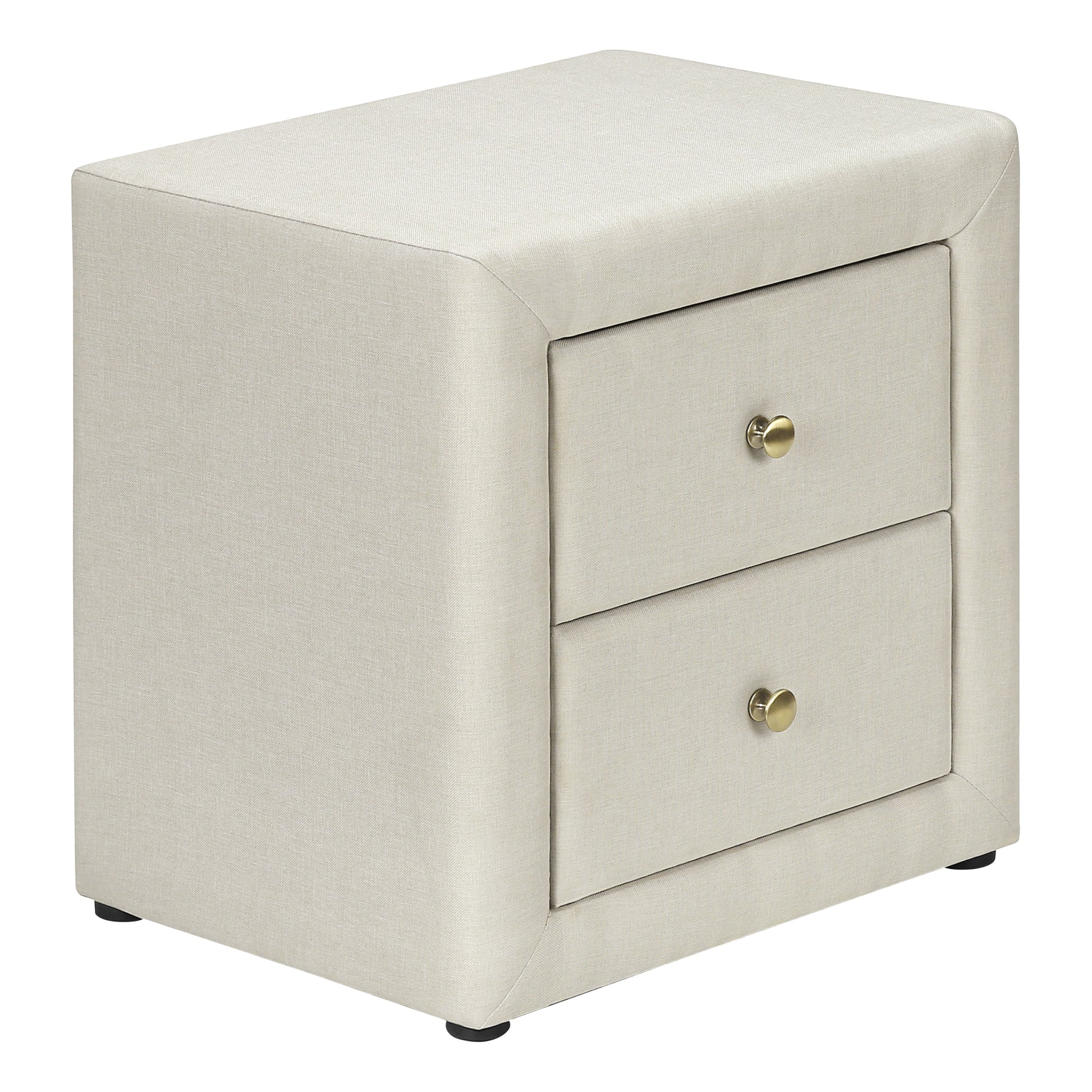 Nightstand, Nightstand, End, Side, Lamp, Storage Drawer, Bedroom, Upholstered, Beige Linen Look, Transitional Beige Mdf