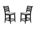 Modern 2Pc Counter Height Dining Chairs Black Color Ladder Back Frame Upholstered Cushion Seat Solid Wood Kitchen Dining Room Black Dining Room Foam Classic,Contemporary,Modern Dining Chairs Rubberwood Ladder Back Set Of 2 Fabric,Rubber Wood