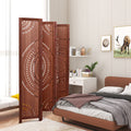 82.8'' W X 65'' H 6 Panel Solid Wood Folding Room Divider, Brown Brown Solid Wood