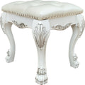 Champagne And Bone White Tufted Vanity Stool White Vanity Stools Bedroom Rectangular White Tufted Cushions Faux Leather