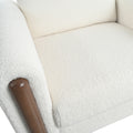 Oversized Accent Chair, Upholstered Living Room Chairs Single Sofa Chair With Walnut Legs, Curved Handrail, White White Teddy