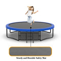 14Ft Trampoline With Enclosure Recreational Trampolines With Ladder And Antirust Coating, Astm Approval Outdoor Trampoline For Kids Blue Steel