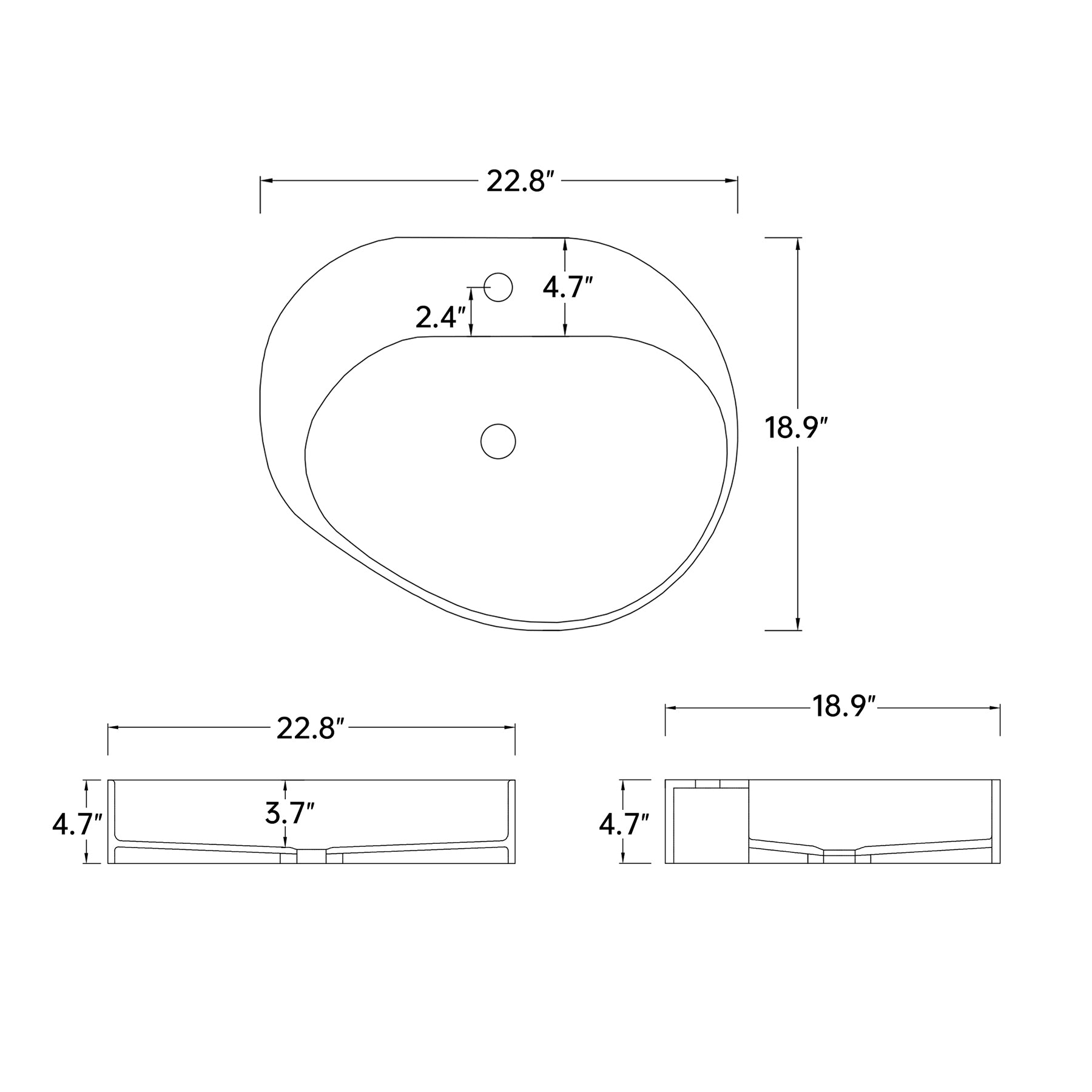 Fs154A 580 Solid Surface Basin With Chrome Drain