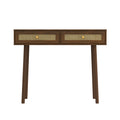 Bohemian Table, 2 Natural Rattan Drawers In Walnut Brown Mdf