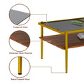 Rectangle Coffee Table With Gray Tempered Glass Top And Golden Legs, Modern Table For Living Room Gray Tempered Glass