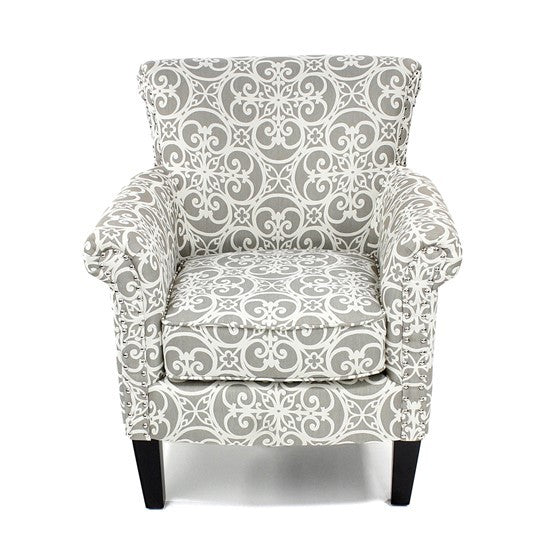 Brooke Tight Back Club Chair Grey Multi Solid Wood