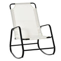 Outsunny Garden Rocking Chair, Outdoor Indoor Sling Fabric Rocker For Patio, Balcony, Porch, Cream White Cream White Steel