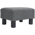 Homcom Ottoman Foot Rest, Small Foot Stool With Linen Fabric Upholstery And Plastic Legs, Cube Ottoman For Living Room, Charcoal Gray Gray Linen