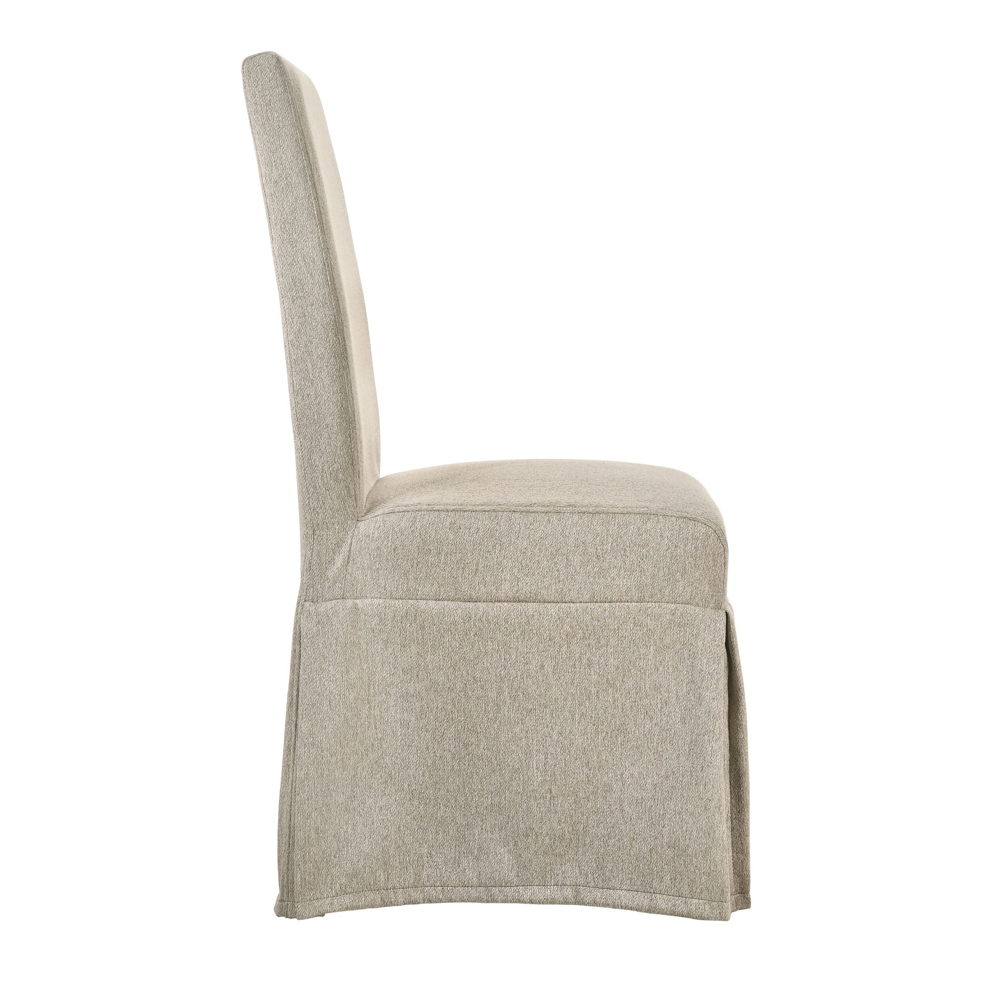 Tan Tight Back Side Chairs With Skirt Set Of 2 Tan Dining Room Contemporary Rubberwood Set Of 2 Wood Fabric