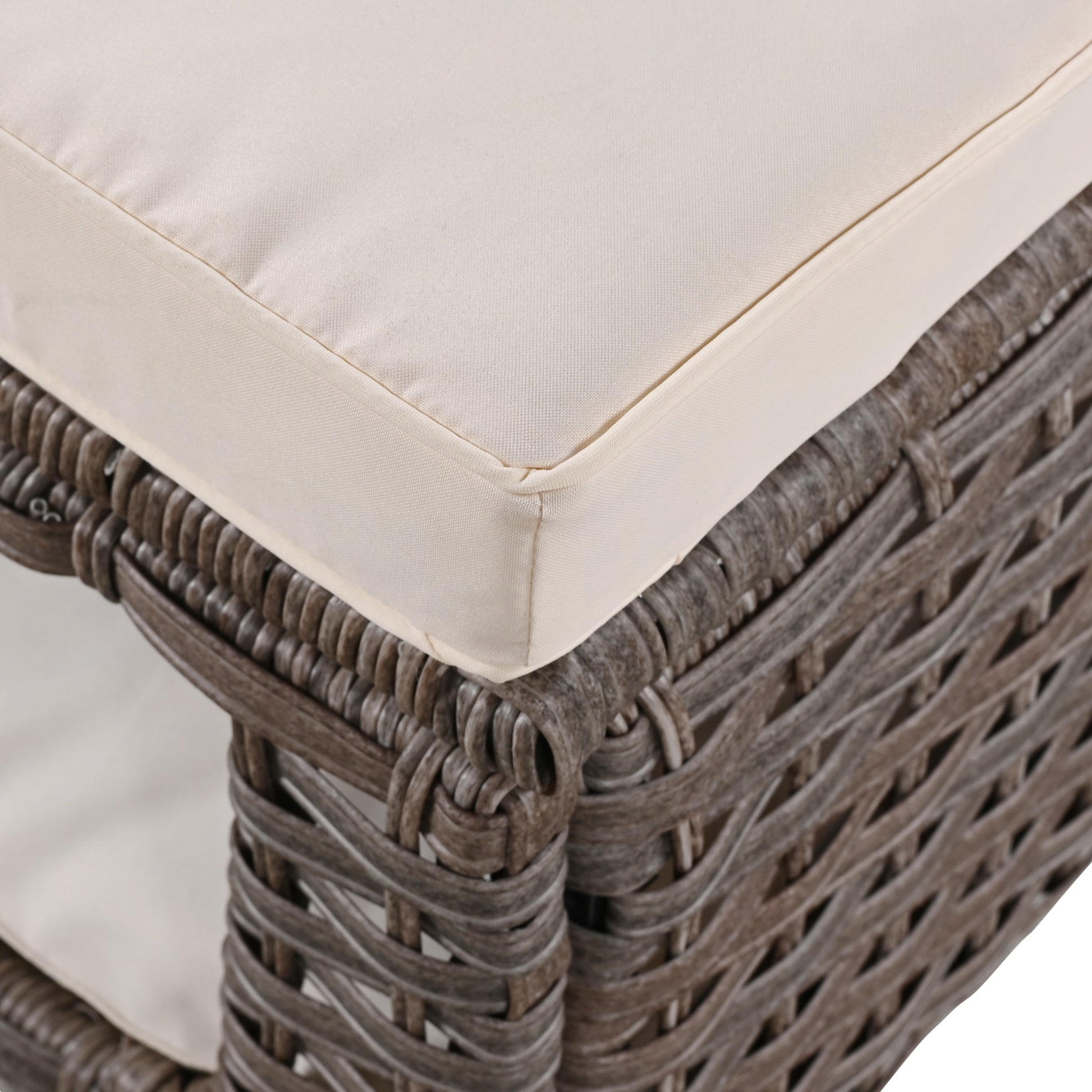 K&K 5 Pieces Outdoor Patio Furniture Set With Pet House Cool Bar And Retractable Side Tray, Rattan Wicker Patio Swivel Rocking Chairs Set Of 2 With Ottomans For Backyard, Porch, Balcony, Beige Yes Rocker & Glider Brown Beige Seats 2 Weather Resistant