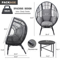 Patio Pe Wicker Egg Chair Model 2 With Black Color Rattan Grey Cushion And Side Table Yes Black Foam Steel