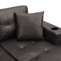 Sectional Sofa Set For Living Room With L Shape Chaise Lounge ,Cup Holder And Left Or Right Hand Chaise Modern 4 Seat Chocolate Brown Dark Brown Pu 4 Seat