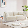 87'' Oversized Loveseat Sofa For Living Room, Sherpa Sofa With Metal Legs, 3 Seater Sofa, Solid Wood Frame Couch With 2 Pillows, For Apartment Office Living Room White White Fabric 2 Seat